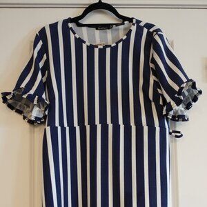 BooHoo Striped Blue and White Dress Size 12